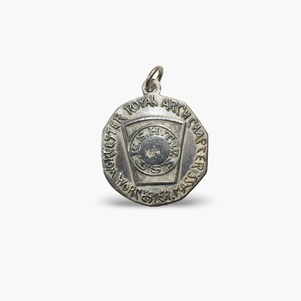 Vintage Masonic Sterling Pendant Worcester Royal Arch‎ Chapter Mass Silver Charm